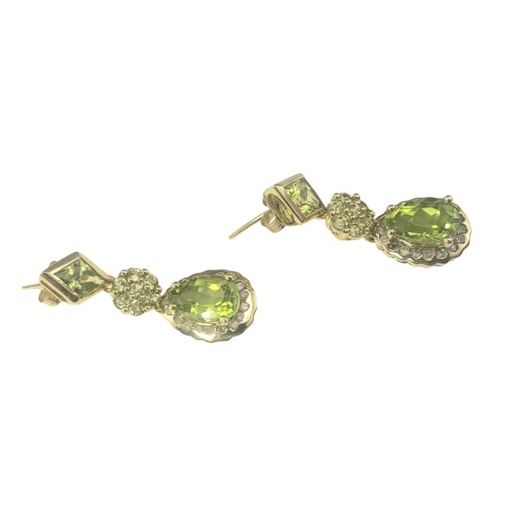10K Gold Peridot, Diamond, Prasiolite Earrings #16708 - Picture 4 of 9